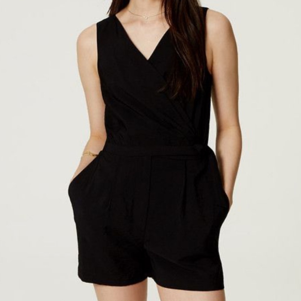 Black LOFT romper with pockets